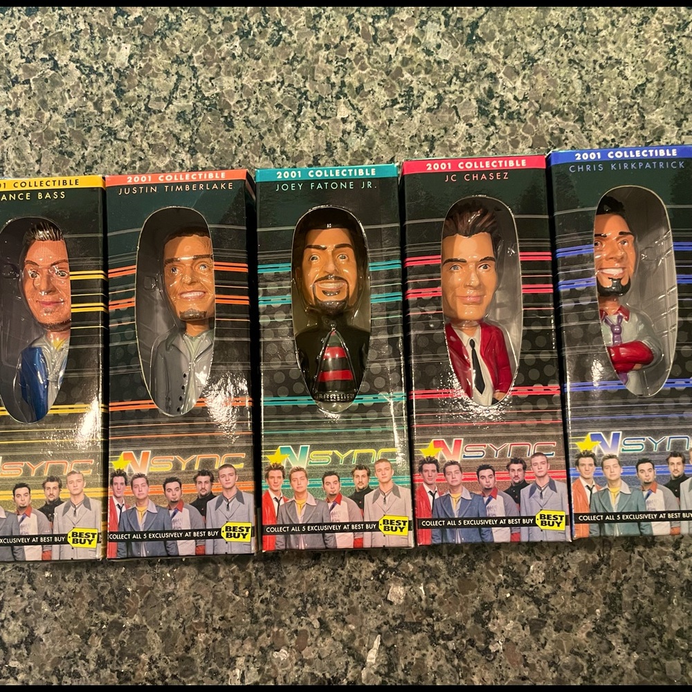 *NSYNC bobbleheads! Original boxes, circa 2001. Set of 5.